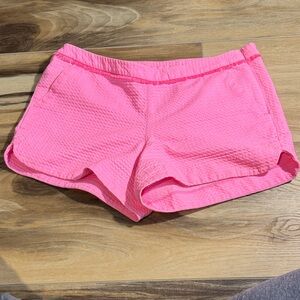 Lilly Pulitzer Addie Shorts Pink Sunset Textured Seersucker Fringe Trim Size 4